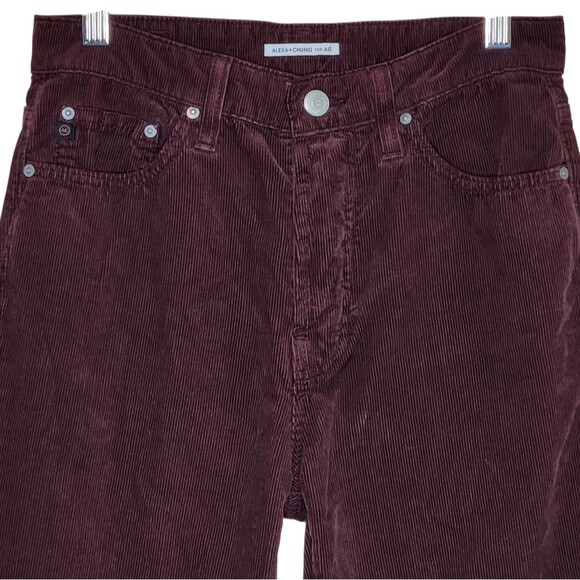 Alexa Chung for AG Jeans Burgundy Corduroy Bootcut Button Fly 5 Pocket Womens 26 - Picture 2 of 10